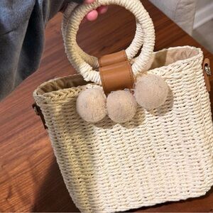 Chic Cream Woven Tote Bag